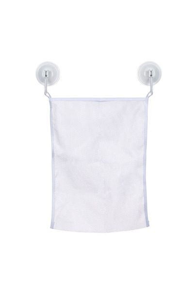 SOHO Polyester mesh organizer with suction cups for bathroom, 40x30 cm, White