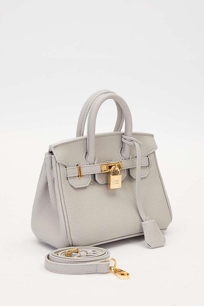 Levidor Gray Square Handbag with Accessory Detail