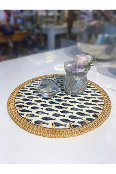 ÇIRPAN EV BALIK DESEN RATTAN SUPLA/DEKORATİF TEPSİ 30CM