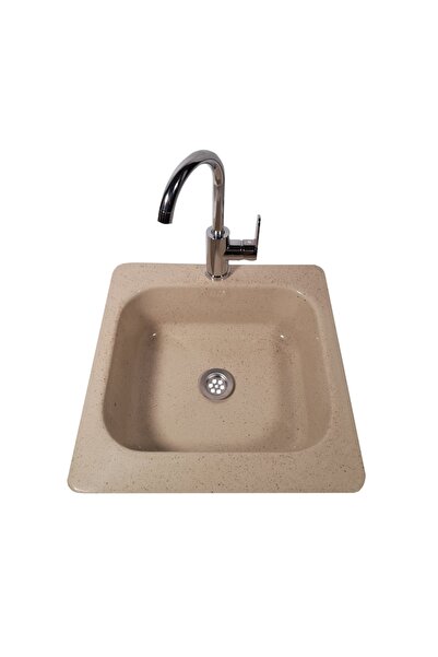 RAY Chiuvetă de bucătărie, compozit, bej nisipos, 480 x 480 mm
