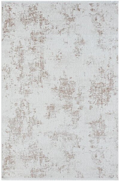 Karmen Halı Lotus Plus 08584a Beyaz Halı Kahverengi Detaylı Ince Akrilik Tozu...