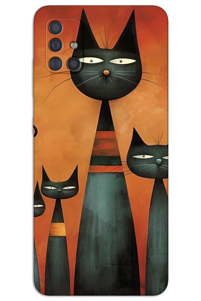 MRCİLETİSİM غطاء خلفي مطبوع بنمط HD لهاتف Samsung Galaxy M31s - Art Cat