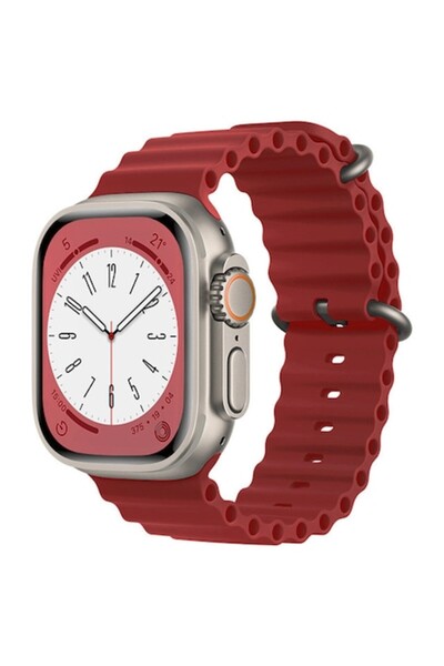 Bibilel Silicone strap for Apple Watch 1-8 - SE, 38-41 mm, Breathe In, Wine Red
