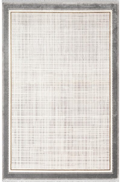 Karmen Halı Fresco FC002G Gri Çerçeveli Halı Modern Desen 100 Tarak Viskon Pa...