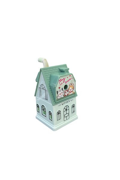 Brons Cute House Patterned Table Top Pencil Sharpener with Arms