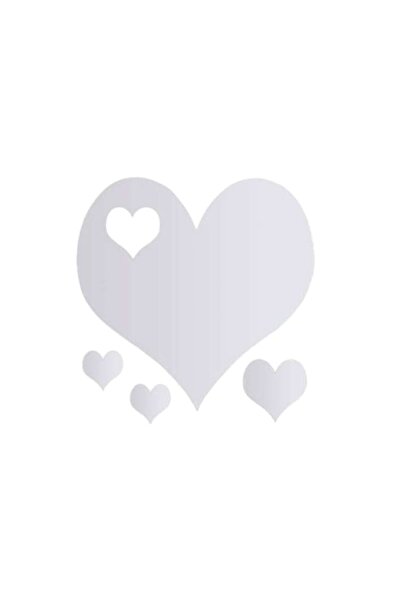 SOHO Set cu 4 oglinzi acrilice adezive în formă de inimă, argintii