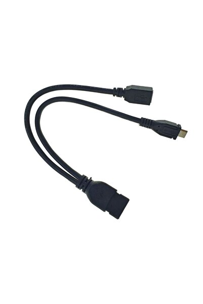 SOHO Adaptor OTG cu conectori USB mama la Micro USB mama-Micro USB tata, 15 cm, Negru