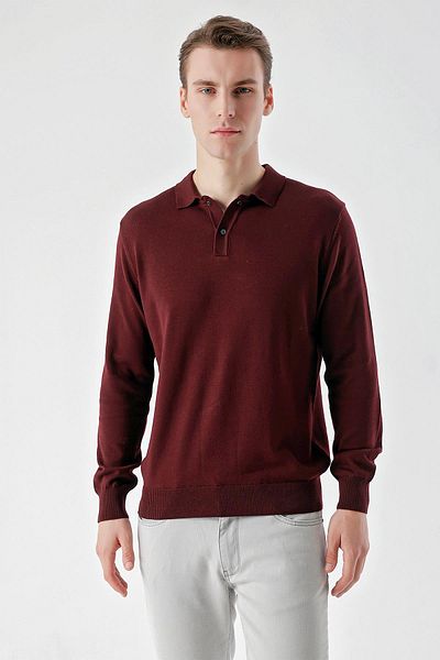 Morven Claret Red Basic Dynamic Fit Relaxed Cut Polo Collar Gift Boxed Knitwear Sweater