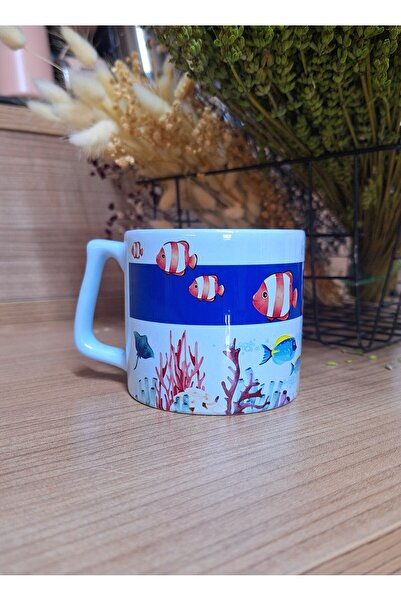 Home Ocean World 250ml Mug – Colorful Fish Pattern, Non-Erasable Printing