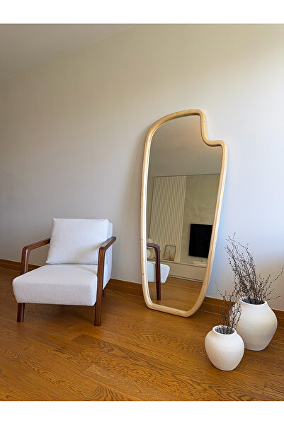 EFFE YAPI DEKOR DOĞAL AHŞAP ÇERÇEVELİ 180X80 CM ( NATUREL ) AYAKLI BOY AYNASI