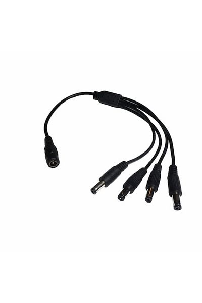 SOHO DC Power Cable 2.1mm Female to 4 DC Male, 30 cm, Black