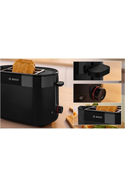 Bosch Compact Toaster TAT2M123 with defrost and reheating settings, bun warming rack, high lift, aut