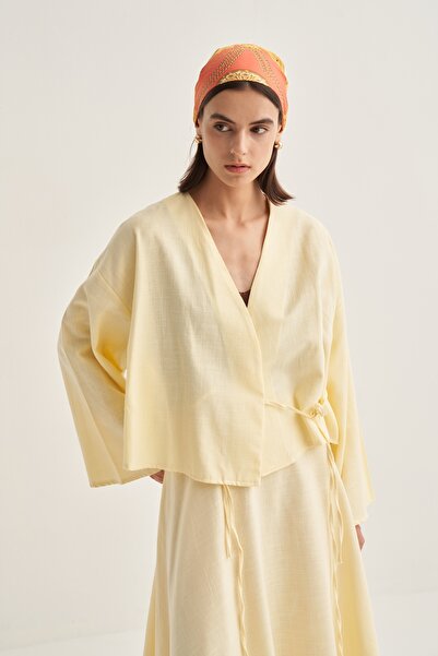 EBU Prive Women's Organic Cotton Short Kimono Butter