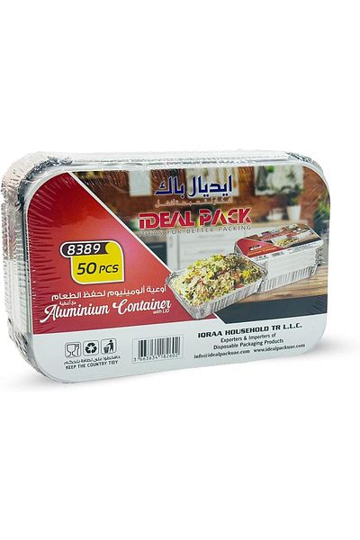 Ideal Pack Disposable Aluminium Foil Food Container With Lid 8389 - 50 PCS