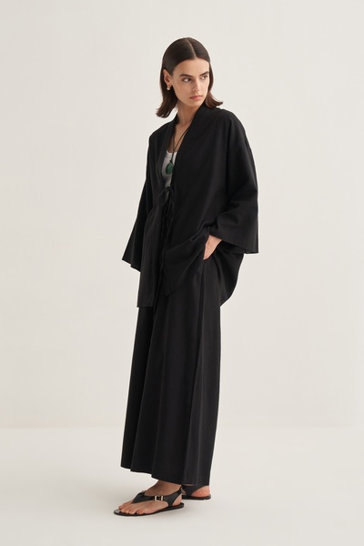 EBU Prive Women's Organic Cotton Oversize Kimono Black