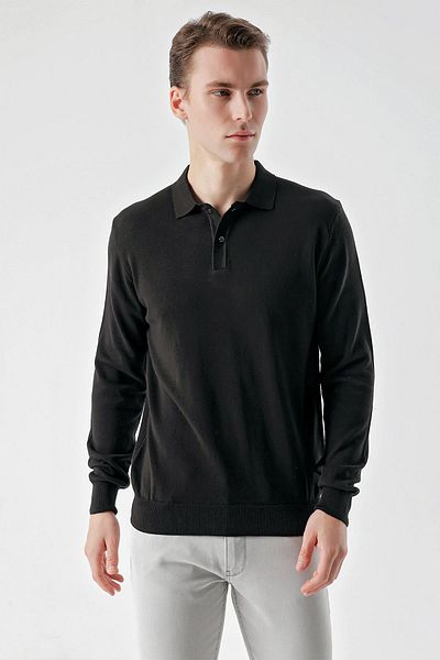 Morven Black Basic Dynamic Fit Relaxed Cut Polo Collar Gift Boxed Knitwear Sweater