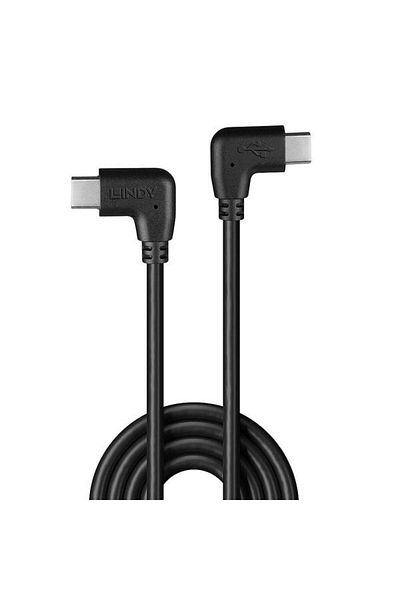 LİNDY Cablu LY-32009, USB-C, 2 x 90°, 1m, Negru