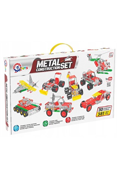 Technok Constructor Metalic 30 în 1, TechnoK, Vehicule, 381 Elemente, 30x25x5 cm
