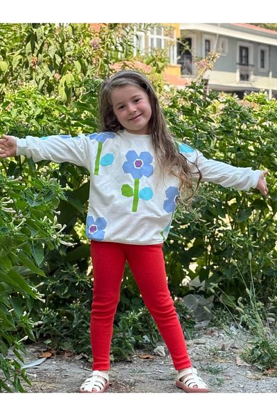 GÖKJOY BUTİK Premium Quality Flower Printed Girl's Set