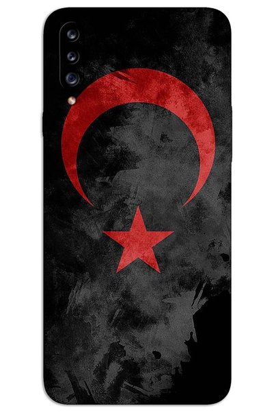 MRCİLETİSİM حافظة سامسونج جالاكسي A20s بغطاء خلفي مطبوع بنمط HD - العلم الأسود