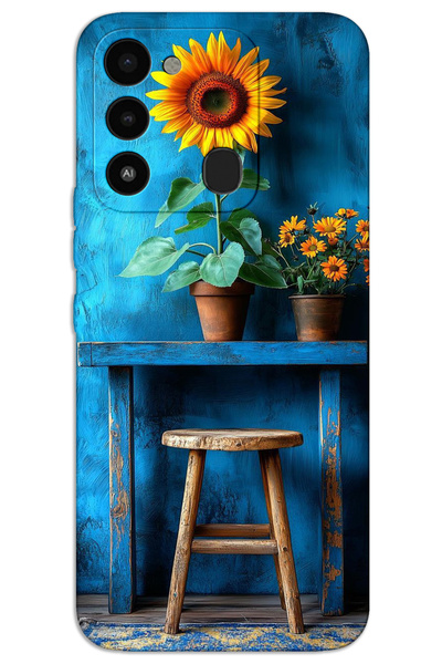 MRCİLETİSİM Tecno Spark 8C Case Hd Pattern Printed Back Cover - Art Stool Flower