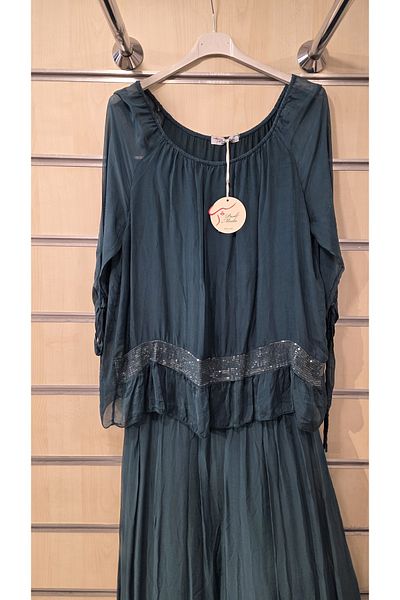 Park Moda Italian Silk Dress with Sequin Detail