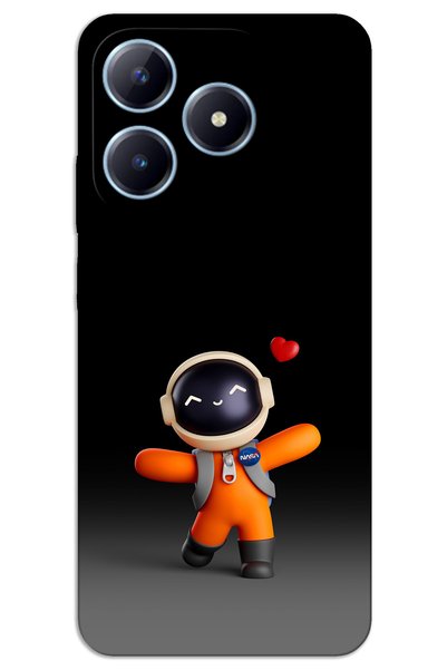 MRCİLETİSİM Realme Note 50 Case Hd Pattern Printed Back Cover - Astronaut Heart