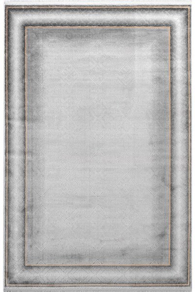 Karmen Halı VG006G Gri Çerçeveli Modern Renk Desen Tarak Viskon Salon Halısı ...