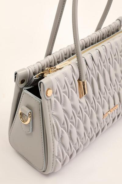 Levidor A.Grey Embossed Diamond Pattern Handbag