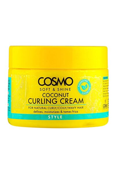 Cosmo كريم تجعيد الشعر بجوز الهند ناعم ولامع للشعر المجعد والمتعرج والمموج ال...
