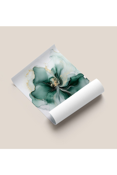 Rosaart Frameless Poster, Digital Printing Abstract, Emerald Flower, Living Room Office Living Room Decoration, Poster