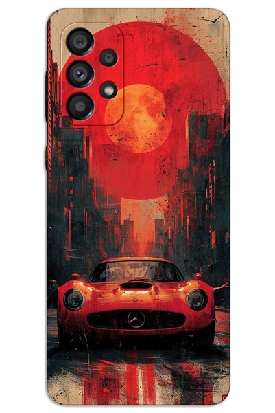 MRCİLETİSİM Samsung Galaxy A32 Case Hd Pattern Printed Back Cover - Red Mercedes
