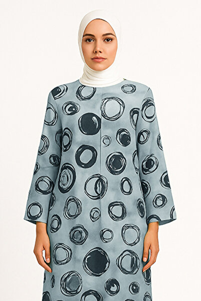 dorbe Vintage Geo Pattern Long Sleeves Pullover Design Abaya Inner Style Maxi Dress