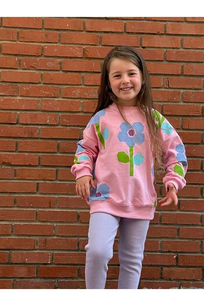GÖKJOY BUTİK Premium Quality Flower Printed Girl's Suit
