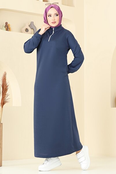 ModaMerve Yarım Fermuarlı Elbise 13366ETT926-MS Laci
