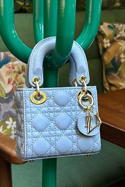 Levidor Mavi Kare Gold Zincir Detaylı El Çantası