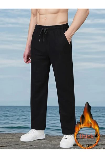 LOSSİA Men's Black Baggy Large Size Loose Fit Quality Flexible Comfortable Fabric Sweatpantsiııııı Dfghdfhyus