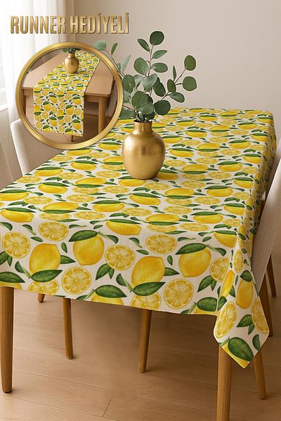 Doruklar Home Collection Digital Printing Cotton Linen Fabric Tablecloth - Runner Gifted Msrt008