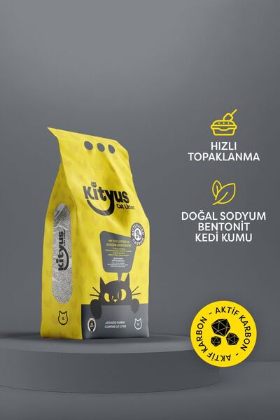 Kityus İnce Taneli, Tozsuz, Ekstra Aktif Karbonlu Bentonit Kedi Kumu 10Lt (10Kg)