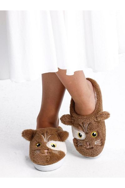 STOCON Women's Plush Button Detailed Comfortable Flexible Soled Washable House Slippers Dowry Slippers Stc1132