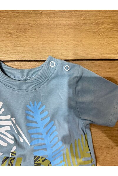 Tk 2-Piece Combed Cotton Set Bebe 6/9/12 Months Range Blue Color Combed Cotton Fabric T-Shirt Crew Neck