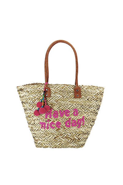 Flora&Co Paris Χειροποίητη ψάθινη τσάντα θαλάσσης GP-CZ11901115 Μπεζ