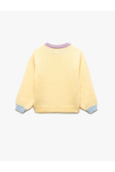 Koton Long Sleeve Crew Neck Color Block Sweater