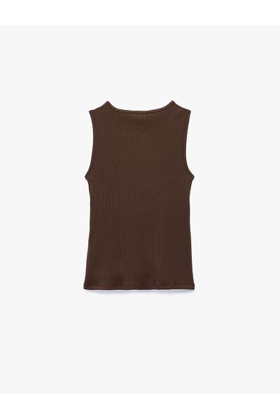 Koton Cotton U-Neck Metal Accessories Tank Top
