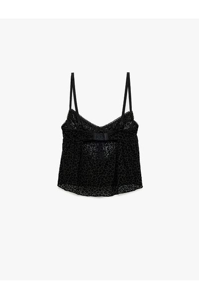 Koton Top de pijama cu bretele subțiri cu imprimeu leopard