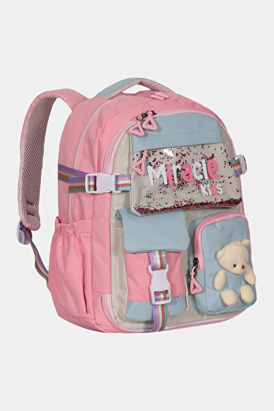 Miracle Multi-Pocket Girl's Primary School Backpack with Teddy Bear
