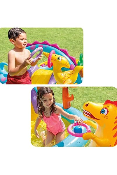 Intex مركز لعب ديناصورات قابل للنفخ - منطقة ألعاب مائية للأطفال بأبعاد 302×229×112 سم