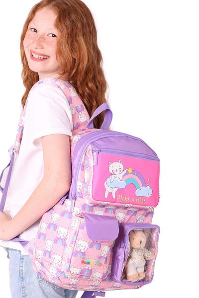 ELATAE Waterproof Fabric Girl's Multi-Eye Orthopedic Backpack School Bag L5241