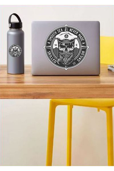stickerusta Captain Sea Admiral Skull Ship Boat Kayak Sticker 01765