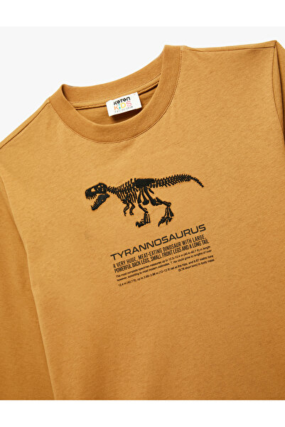 Koton Βαμβακερό μπλουζάκι με μακρυμάνικο λαιμόκοψη Dinosaur Print